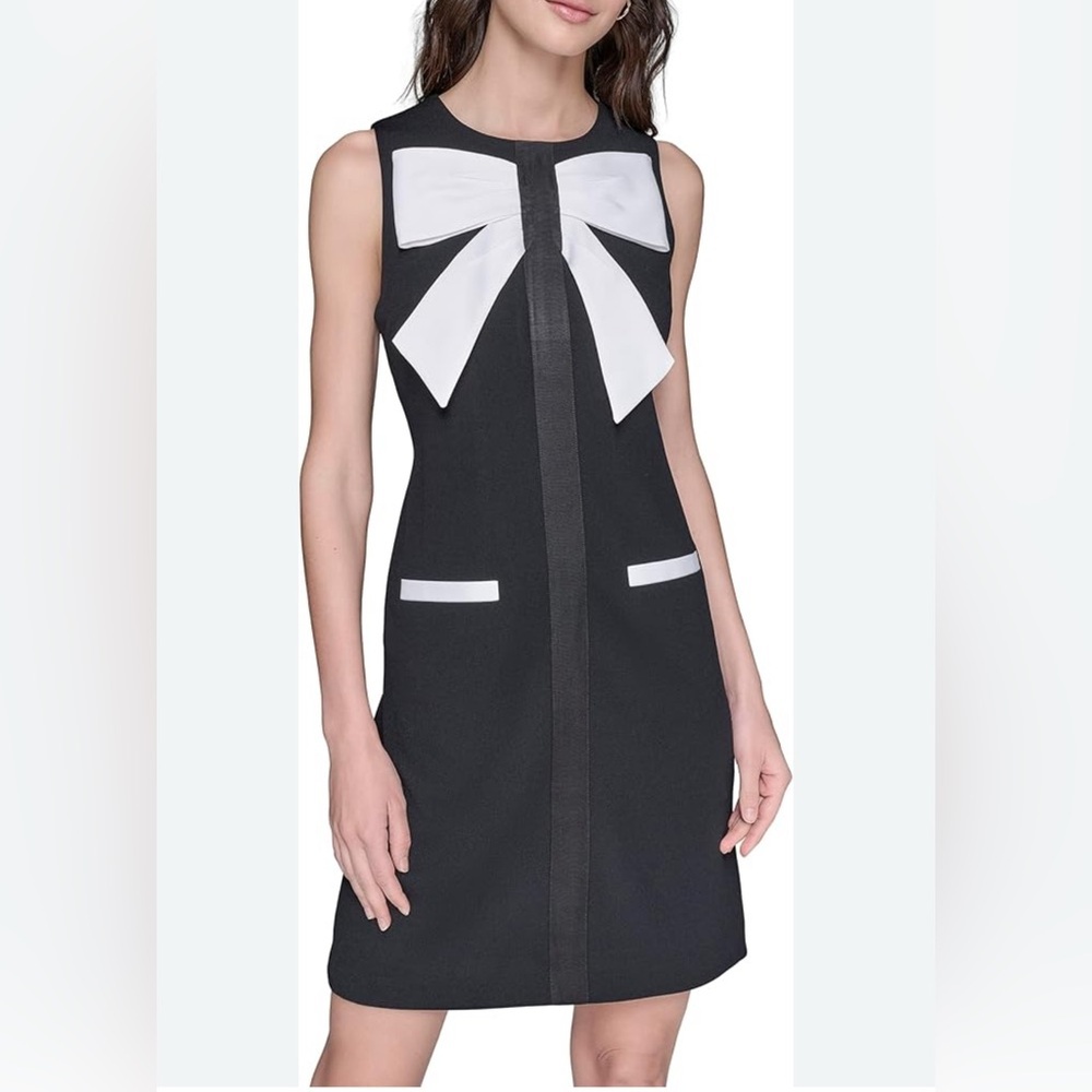 Karl Lagerfeld Scuba Crepe Bow Front Sheath Dress